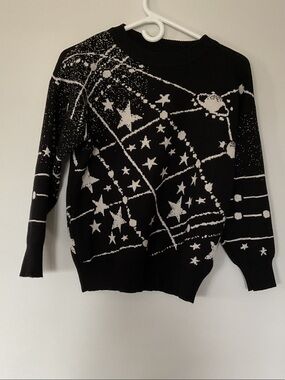 Sandro Moscoloni Black and White Star Constellation Crewneck Sweater